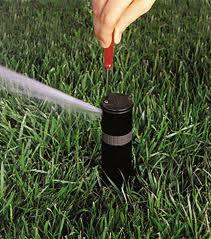 the Burke Sprinkler Repair team adjusts pop up heads